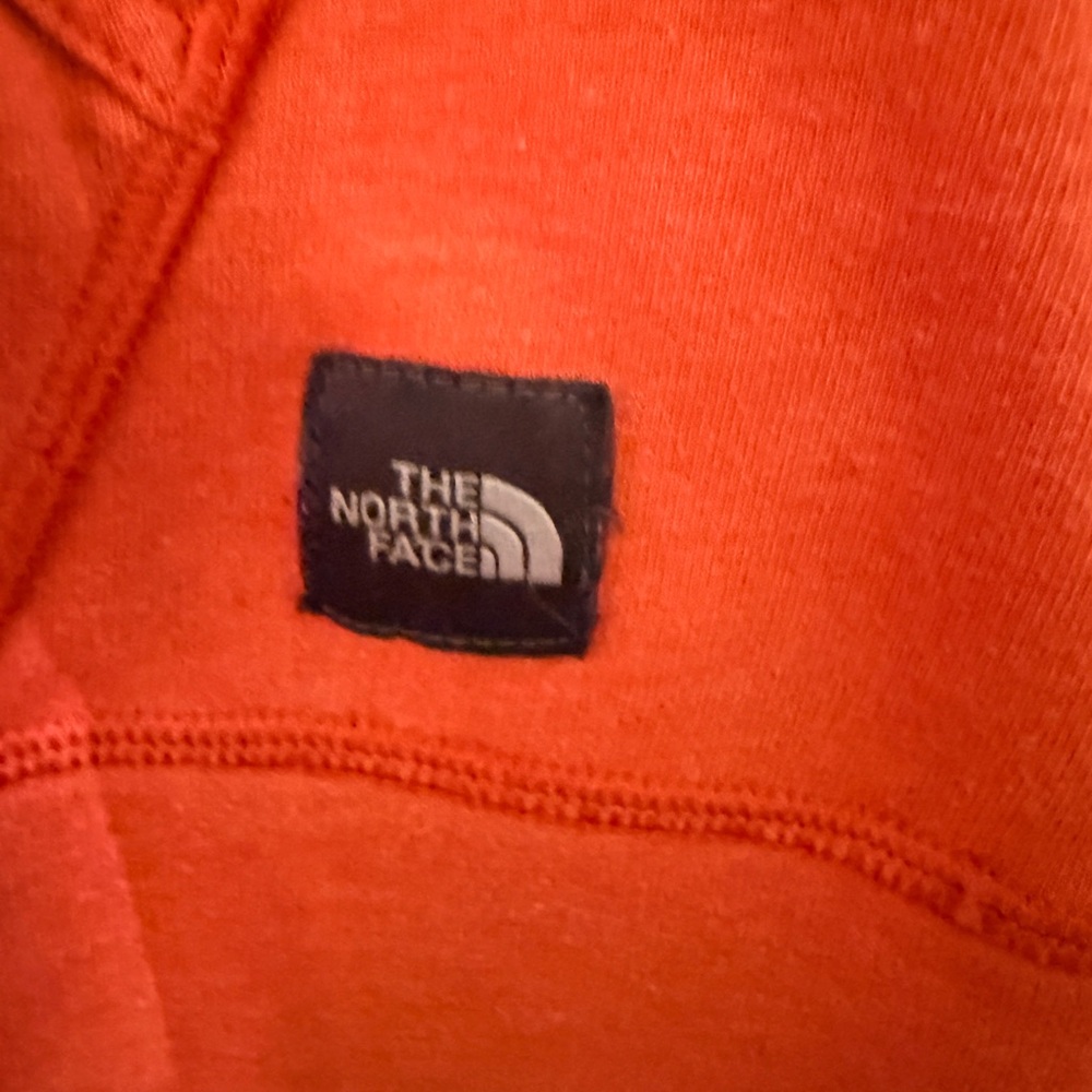 The North Face Cowl Neck Pullover Hoodie Coral Orange Kangaroo Pocket S/M - Picture 2 of 8